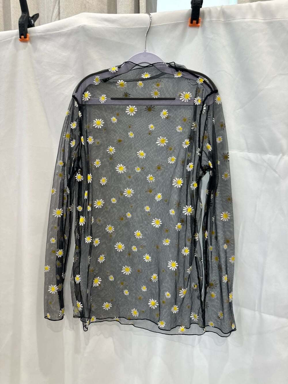 Sheer Daisy Mesh Long Sleeve Top